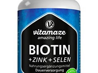 Vitamaze® Biotina 10000 mcg de Dosis Alta + Selenio + Zinc para Crecimiento del Piel, Cabello y Uñas - 365 Tabletas Veganas para 1 Año, Calidad Alemana, sin Aditivos Innecesarios