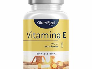 Vitamina E Natural 400 UI - 210 Cápsulas (Suministro para 7 meses) - Extraído naturalmente del Girasol (D-Alfa-Tocoferol) - Potente antioxidante, Antiedad y Protege las celulas del estres oxidativo