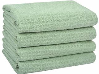 VIVOTE Toalla Waffle Weave, 4 Pack 40cm X 60cm, Toalla de Cocina de Microfibra, Toalla de Plato Ultra Suave Super Absorbente Máquina de Secado Rápido Lavable, Verde