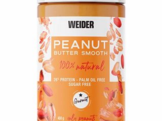 Weider Peanut Butter. 100% Mantequilla De Cacahuete natural con textura suave y cremosa. Sin azúcares añadidos. Apta para veganos. Sin aceite de palma 400g