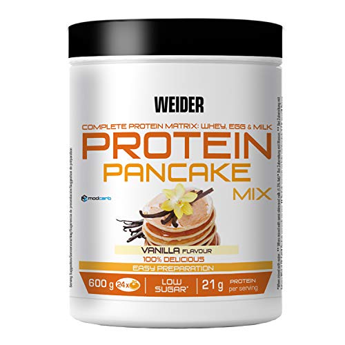 Weider Protein Pancake Mix. Tortitas de harina de avena integral, enriquecidas con proteinas. Sabor Vainilla - 600 gr