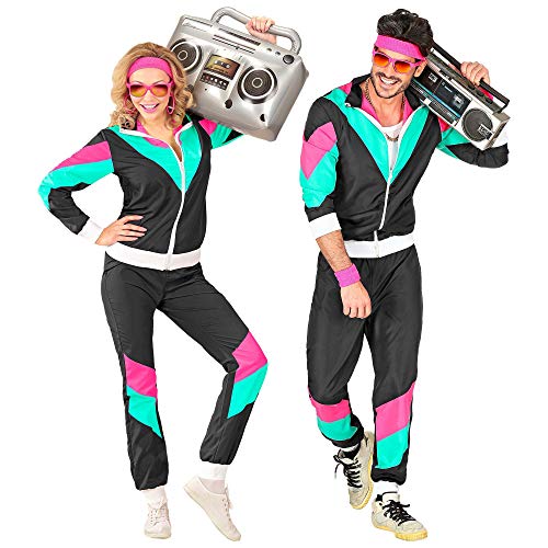Widmann - Disfraz, chándal de los 80, chaqueta y pantalón, traje de culo, traje chav, estilo retro, varias tallas, Fiesta Bad Taste, años 80, carnaval