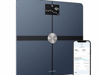 Withings Body+ Báscula inteligente, medición de la grasa corporal, IMC, masa muscular y porcentaje de agua corporal, sincronización con la aplicación móvil Bluetooth o Wi-Fi, Negro, Tamaño Único