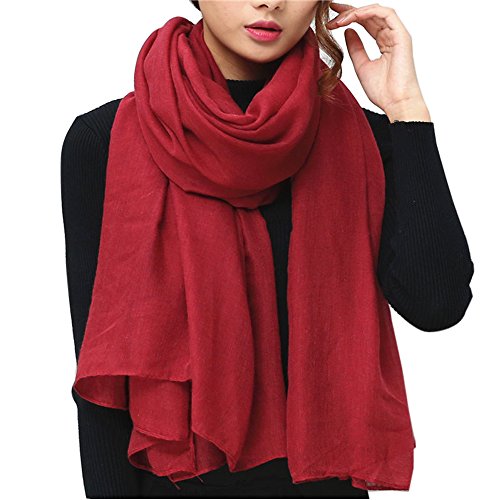 WKTRSM Bufandas Mujer Invierno Estolas Elegantes Fulares Moda Larga Grandes Suave Chales Mantón para Primavera Otoño Invierno 180cm * 145cm (Vino Rojo)