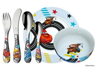 WMF Disney Cars 2 - Vajilla para niños 6 piezas, incluye plato, cuenco y cubertería (tenedor, cuchillo de mesa, cuchara y cuchara pequeña) (WMF Kids infantil)