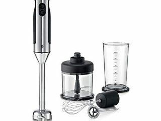 WMF Lineo Batidora de mano 4 en 1, 700 w,vaso medidor 1 Litro, accesorio Picadora, accesorio batidor, accesorio espumador de leche Acero Inoxidable cromargan