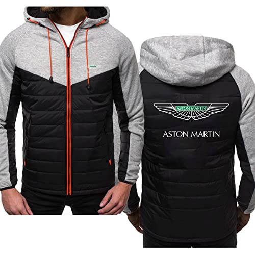 Woakzhe As_ton Mar_tin - Chaqueta de algodón con capucha para hombre, diseño clásico con cremallera, talla L