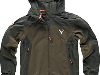 Work Team Chaqueta impermeable combinada, con 2 bolsillo laterales, con capucha. HOMBRE Verde Bosque+Verde Oliva S