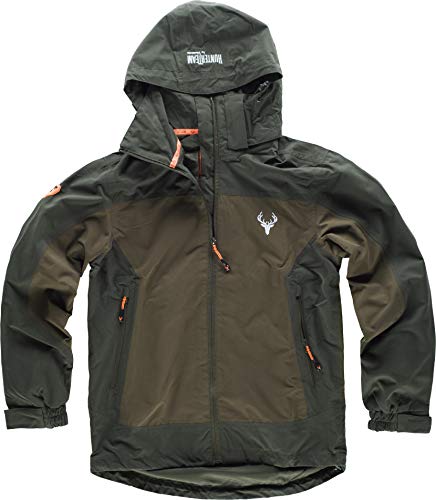 Work Team Chaqueta impermeable combinada, con 2 bolsillo laterales, con capucha. HOMBRE Verde Bosque+Verde Oliva S