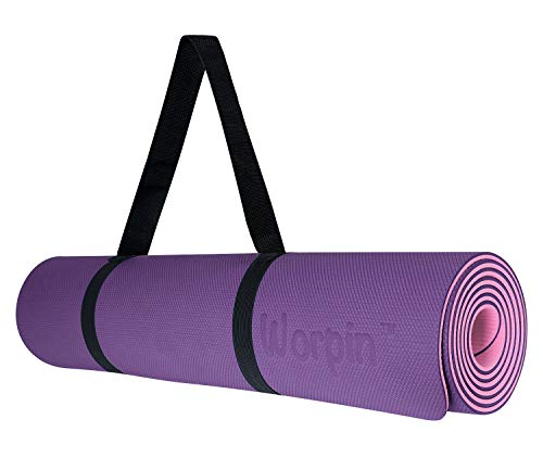 WORPIN, Esterilla Deporte Yoga Pilates Fitness Colchoneta Gimnasia Antideslizante, 183x61cm con Funda y Correa de Hombro, Material TPE ecologico, Alfombra Deporte, Yoga, Facil Limpieza
