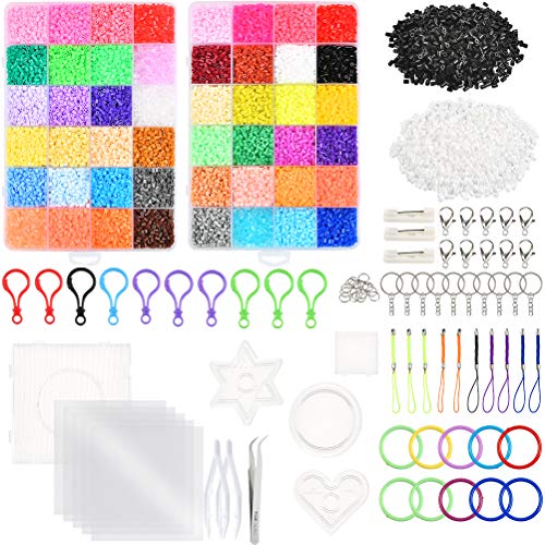 WOWOSS 25000 Cuentas de Planchar de 2,6 mm 48 Colores, Kit de Mini Cuentas y Abalorios Plásticos para Actividades Creativas y Manualidades Infantiles