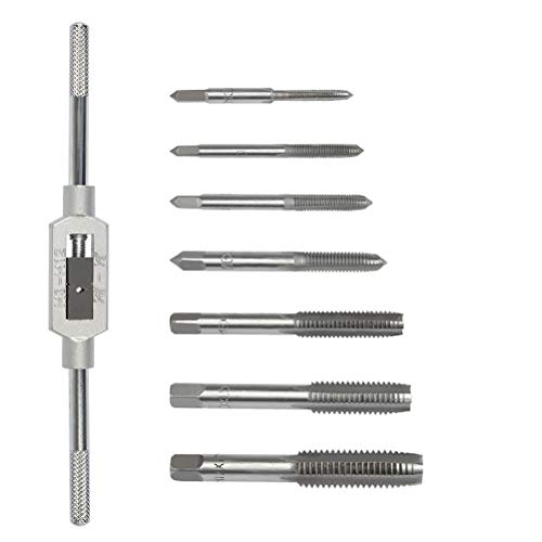 WOWOSS 8Pcs Rosca Métrica Mano Tornillo Juego Máquina Métrica Rosca a Mano Rosca Grifos Conjunto con Llave Ajustable Tool Suite（M3/4/5/6/8/10/12