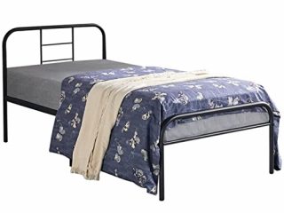 Yaheetech Cama Individual Doble Marco de Cama Hierro para Apartamento Adecuado de Colchón 90 x 190 cm/Negro
