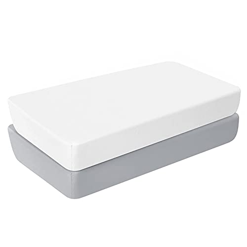 YOOFOSS 2 Piezas Protector de Colchón de algodón para Cuna 50×90 cm Cubrecolchones Sábanas Cuna Cubre Colchon Transpirable Colcha de Bebé Colchon