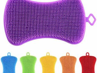 yyuezhi 6 Piezas Esponja de Silicona Multifunción Antibacteriana Cepillo Multifuncional Estropajos de Silicona para Cocina Lavar Platos Esponjas Cepillo de Limpieza Fácil de Usar Home Essentials