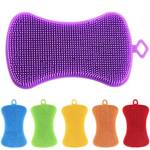 yyuezhi 6 Piezas Esponja de Silicona Multifunción Antibacteriana Cepillo Multifuncional Estropajos de Silicona para Cocina Lavar Platos Esponjas Cepillo de Limpieza Fácil de Usar Home Essentials
