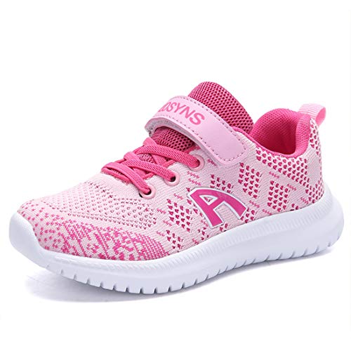 Zapatillas de Deporte para niños Niños Zapatillas de Correr Zapatillas para niñas Entrenadores para Correr Zapatos para Caminar al Aire Libre Zapatos para niñas para niños Rosa 28