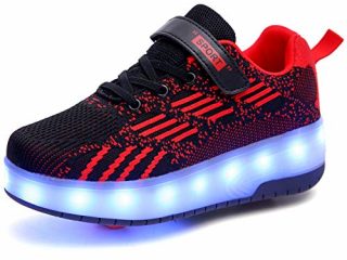 Zapatos con Ruedas Zapatillas con Dos Ruedas para niños y niña retráctiles para Patinar al Aire Libre, Zapatillas Deportivas con Luces LED Intermitentes