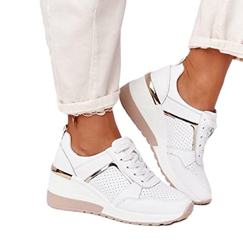 Zapatos Para Caminar De Mujer Zapatilla De Tacón De Cuña Con Suela Gruesa Zapatilla Deportiva Casual Para Correr Zapatos De Malla Transpirable Para Tenis, Gimnasio, Correr, Ejercicio De Ocio