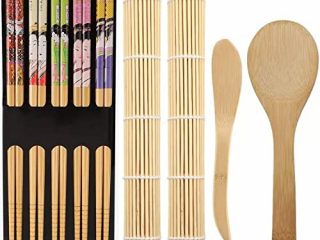 ZFYQ 9 Piezas Kit para Hacer Sushi de Bambú, Herramienta para Hacer Sushi de Bambú Simple y Profesional Sushi Kit