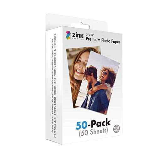 Zink Papel fotográfico instantáneo de 5 x 7,6 cm (50 unidades) compatible con cámaras y impresoras Polaroid Snap, Snap Touch, Zip y Mint