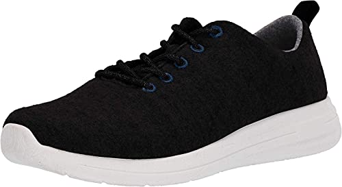 AdTec Modern Men's Wool Shoes, Lightweight Sneakers, Odor Resistant & Temperature Regulating, Easy to Slip On & Clean All Season Footwear, Black, 9 M US