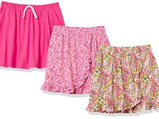 Amazon Essentials Knit Scooter Skirts Falda, Rosa, Floral, 4-5 años