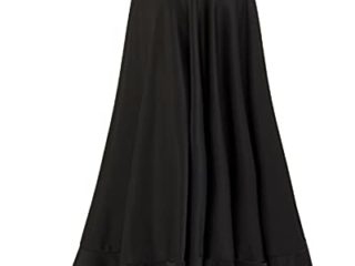 AMINA Falda de un Volante de NIÑA para la Danza Flamenco. para Clases de ensayo. Tejido de Punto de Alta caildad con caída y Mucho Vuelo. (Negro, 6 años)