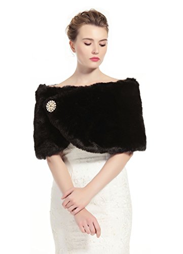 BEAUTELICATE Chal Estola de Pelo Mujer Boleros para Invierno Fiesta Novia Bodas (Negro, Talla única)
