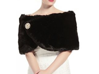 BEAUTELICATE Chal Estola de Pelo Mujer Boleros para Invierno Fiesta Novia Bodas (Negro, Talla única)