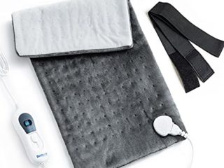 Bedsure Manta Electrica Lumbar Pequeña - Almohadilla Térmica Espalda de 3 Calentamiento Niveles, Esterilla Calor con Función de Apagado Automático, Gris, 30x60cm