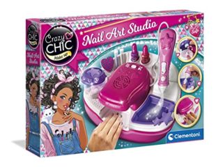 Clementoni - Crazy Chic Diseña tus uñas Deluxe, set de manicura infantil, con purpurina y secador, a partir de 6 años (15174)