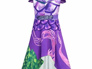Disfraz de Audrey Mal Evie para niños descendientes 3 disfraces de disfraces de Halloween para fiesta de Navidad para niños de 4 a 12 años, VESTIDO PURPLE, 110 cm