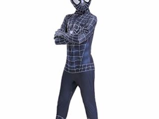 Diudiul Spiderman Traje de Superhéroe Traje de Lujo Traje Cosplay Zentai (Negro-Venom,XS(100-110cm))