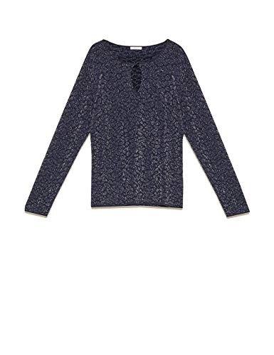 Elena Mirò Maglia Lurex Jacquard Jersey, Azul (BLU 34), Small para Mujer