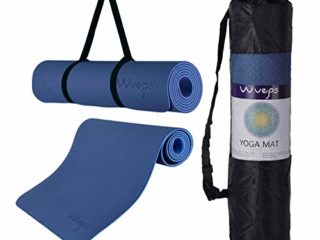 esterilla deporte, esterilla yoga Wueps, incluye correa de hombro y bolsa de transporte, ideal para realizar deporte en casa, yoga mat, esterilla yoga antideslizante, (Color Azul Oscuro y Azul Claro)
