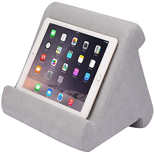 FANIER Soporte de cojín para Table, Multiángulo Soporte iPad Pillow para cojines blandos en ángulo Soporte de cojín para Tablet para lectores de libros electrónicos, smartphones, revistas (gris)