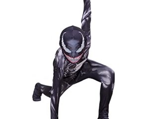HAARUN Carnage Venom Disfraz para NiñO Disfraz de Halloween Cosplay Catsuit,Negro -125~135cm