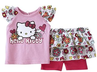 Hello Kitty disfraz de verano para bebé camiseta + falda con leggings integrados para hombre rosa Talla:62-68