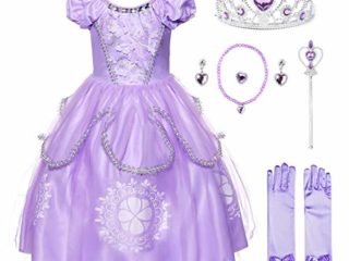JerrisApparel Niña Disfraz de Princesa Sofía Tul Cumpleaños Partido Vestido (3 años, Lila con Accesorios)