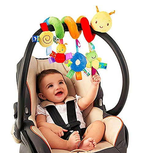 Juguete espiral de cuna, juguete de cochecito, juguete de bebé en espiral, actividades colgantes, juguetes para cochecito, carrito de silla de paseo con campana, juguete suave para bebés