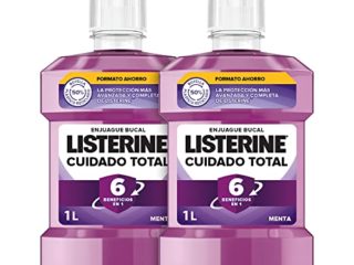 Listerine Cuidado Total, Enjuague Bucal, Sabor Menta, Pack de 2 x 1000 ml