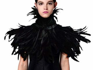 L'VOW Gótico Victoriano Mantón de las plumas Chales Cabo Estolas Con Collar Decoración Para Partido de Halloween (Tipo E)