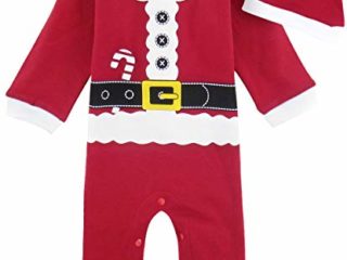 MOMBEBE COSLAND Mono Bebé Niño Manga Larga Disfraz Papá Noel Gorro (Papá Noel 2, 3-6 Meses)