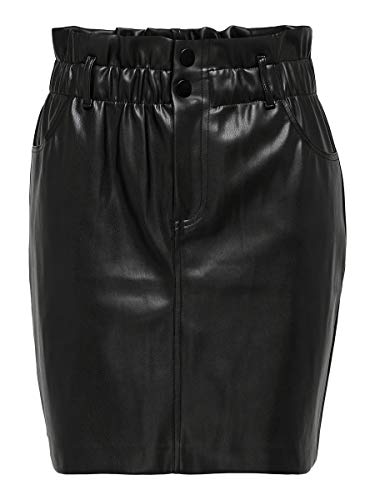 Only Onlmaiya-Miri Skrt Pnt Noos-Piel sintética Falda, Negro, L para Mujer