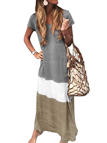 Onsoyours Mujer Casual Playa Largos Verano Tie Dye Vestido Boho Hendidura Falda Larga Maxi Vestido Playeros A Gris 36