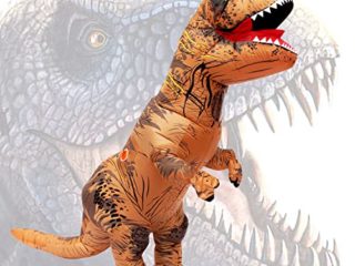 PARAYOYO Halloween Inflable T-Rex Dinosaurio Disfraz Divertido Vestido Marrón Cable USB Blow Up Party Cosplay Disfraces para Adultos