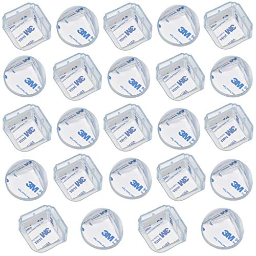Protectores de Esquinas para Bebes y Niños,Xiuyer 24 Piezas Transparente Protecciones Esquina y Borde Seguridad Corner Guards para Mesa y Muebles(Esfera Engrosada & Forma de L)
