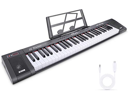 RenFox Digital Piano Teclado Musical Teclado de Piano Digital Teclado Electrónico Portátil con 61 teclas, Soporte de Música, 200 Tonos, 200 ritmos, 60 Demos para Principiantes
