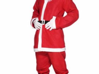Smiffy's-20841L Santa Disfraz de Papá Noel, con chaqueta, pantalón, barba, gorro y cinturón, color rojo, L-Tamaño 42"-44" (20841L)